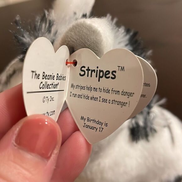 Stripes the Zebra Ty Original Beanie Babies VelveTy NWT Excellent Condition 6.5” - Picture 7 of 9